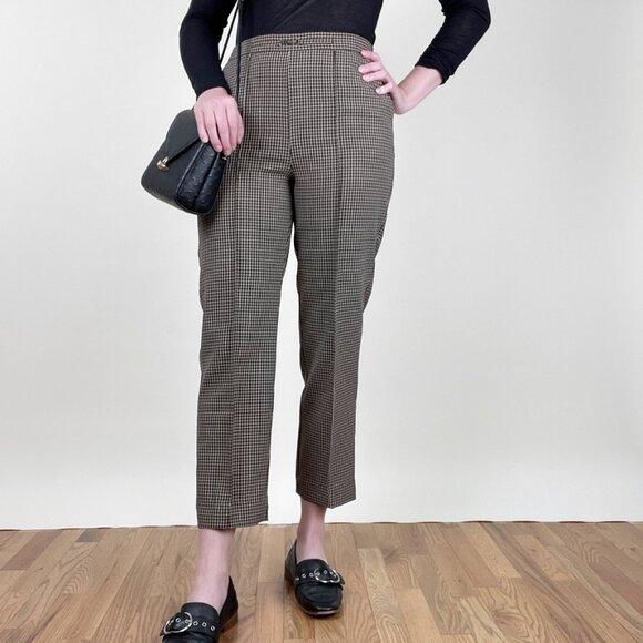 Vintage High Rise Waisted Plaid Check Trouser Pants Preppy Dark Light Academia - Picture 1 of 5